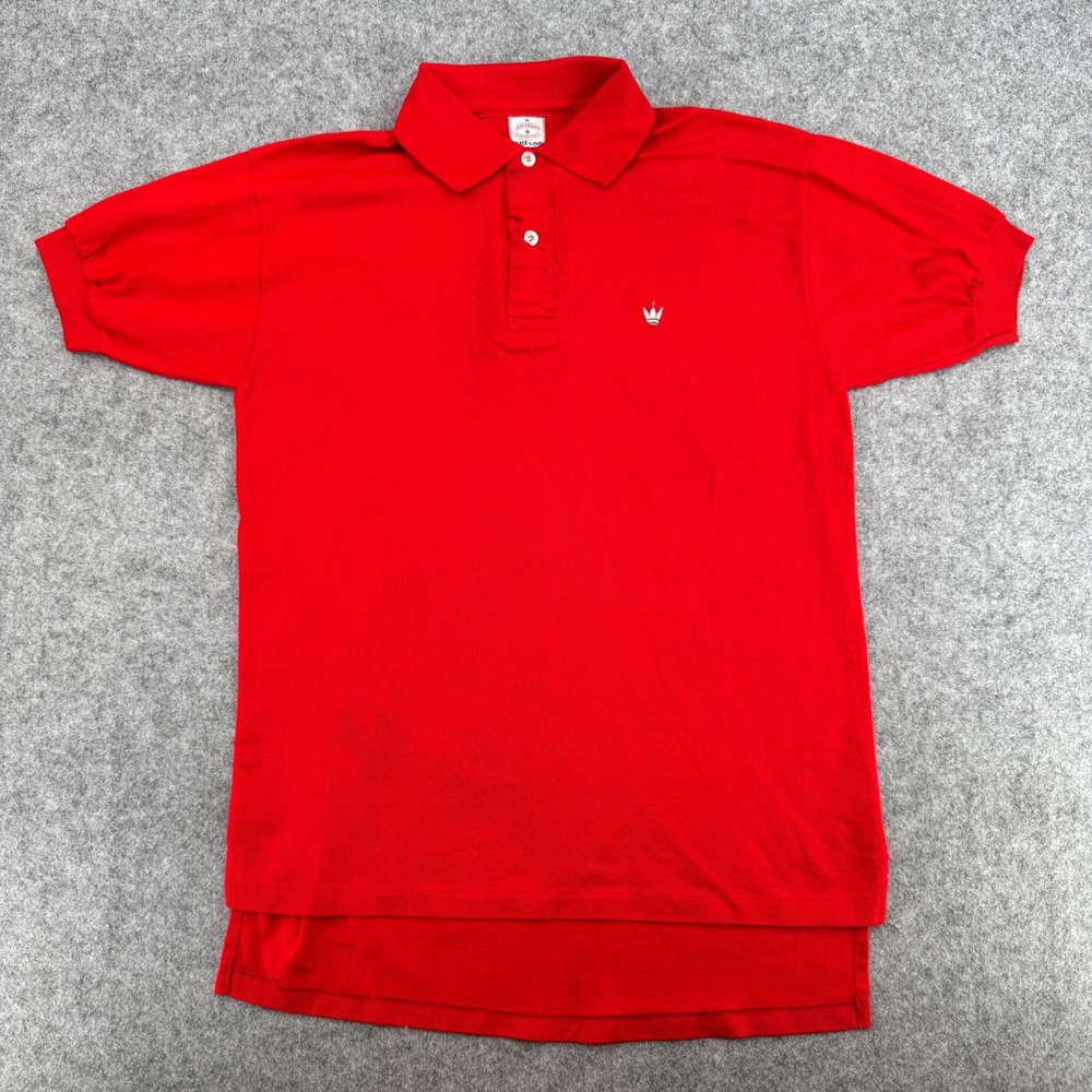 Wilson Jack Kramer Vintage Mens Red Pique Polo Shirt Short Sleeve Crown Logo M